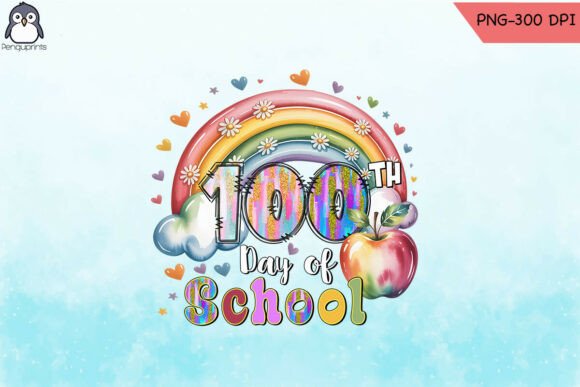 100 Days of School Rainbow Teacher PNG Graphics and Crafts