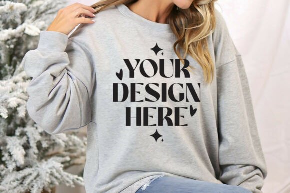 Christmas Gildan 18000 Sport Grey Mockup for Graphics & Product Mockups
