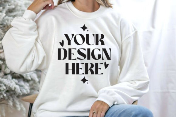 Christmas Gildan 18000 White Mockup: Graphics & Product Mockups