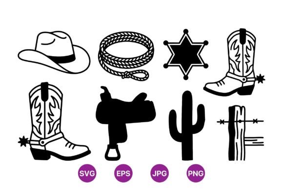 Cowboy Western SVG Clipart Pack Graphics and Illustrations