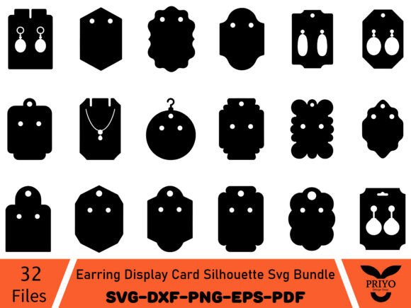 Earring Display Card Silhouette Svg: Graphics for Crafts & Content