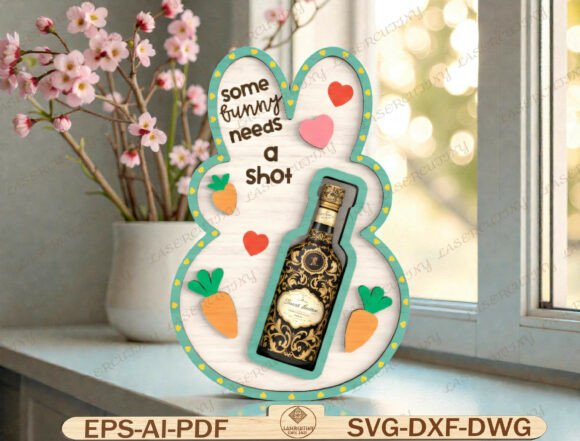 Easter Bunny Bottle Holder Laser Cut Graphics and Graphic Templates Review