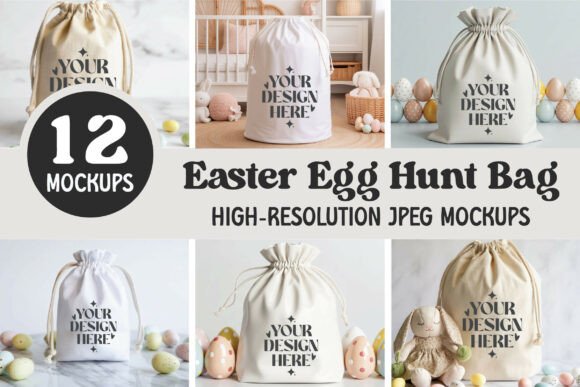 Easter Egg Hunt Bag Mockup Bundle for Graphics and Product Mockups
