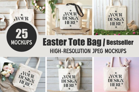 Easter Tote Bag Mockup Bundle for Graphics & Product Mockups