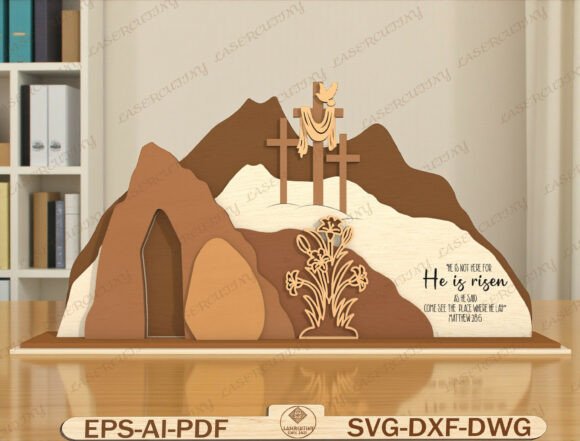 Empty Tomb Easter Scene Laser Cut File Graphics and Graphic Templates