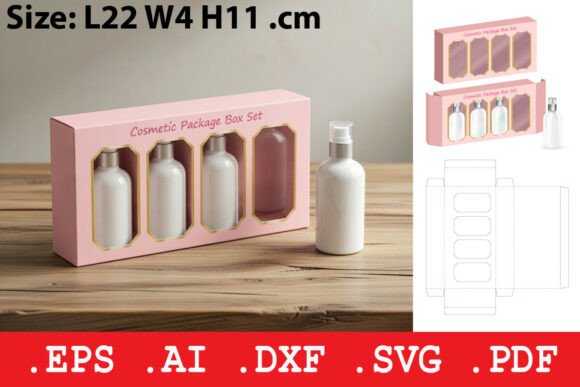 Four Window Cosmetic Display Box: A Graphic Design Asset for Boxes Amp