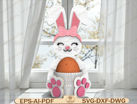 Girl Bunny Egg Holder Laser Cut File Graphics Review