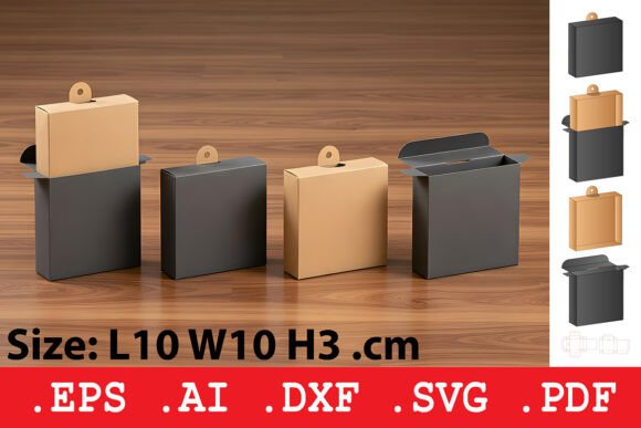 Hanging Tab Closure Box Template Graphics Boxes Amp