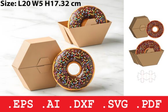 Hexagonal Donut Box Graphics for Boxes Amp