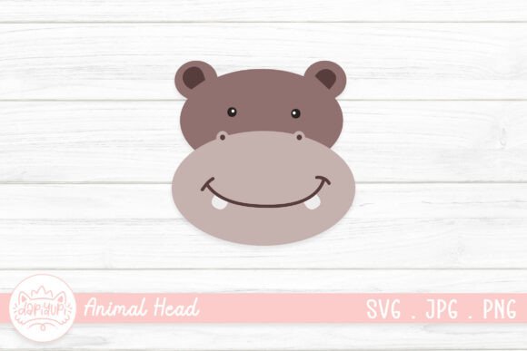 Hippo Head Clipart Animal Head for Graphics and Crafts