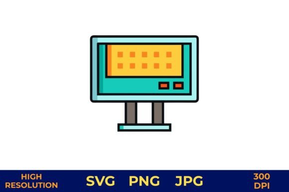 LED Display Screen Icon Vector Graphics for Modern Illustrations