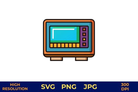 Retro LED Display Screen Vector Icon for Graphics and Illustrations
