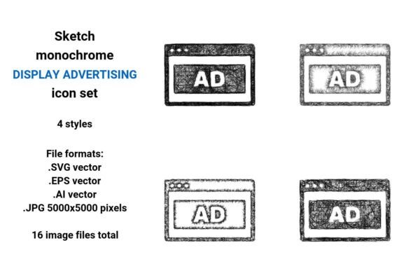 Sketch Display Advertising Icon Set for Graphics & Icons