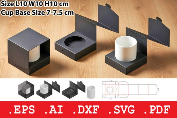 Square Cup Display Box with Insert Graphics for Boxes Amp