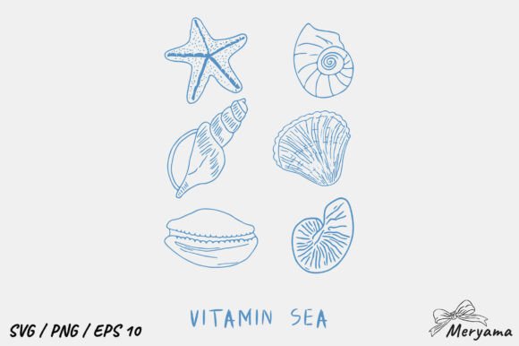Summer Beach Seashell Doodle SVG PNG Graphics and Illustrations