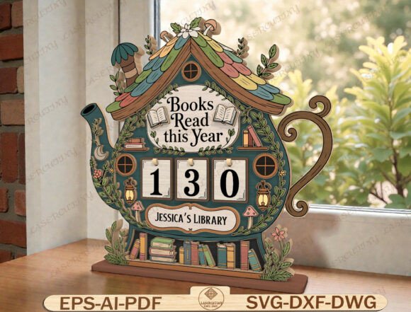 Teapot Reading Tracker Laser Cut File Graphics