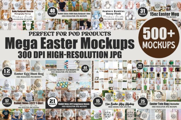 The Mega Easter Mockup Bundle, 500 Mock Graphics and Product Mockups